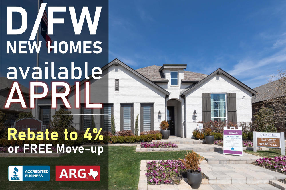 Find New Homes For Sale in DFW CLOSING in April 2021