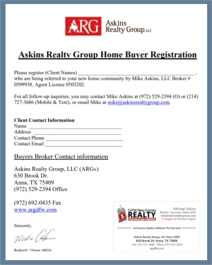 New Home Buyer Rebate Registration Form