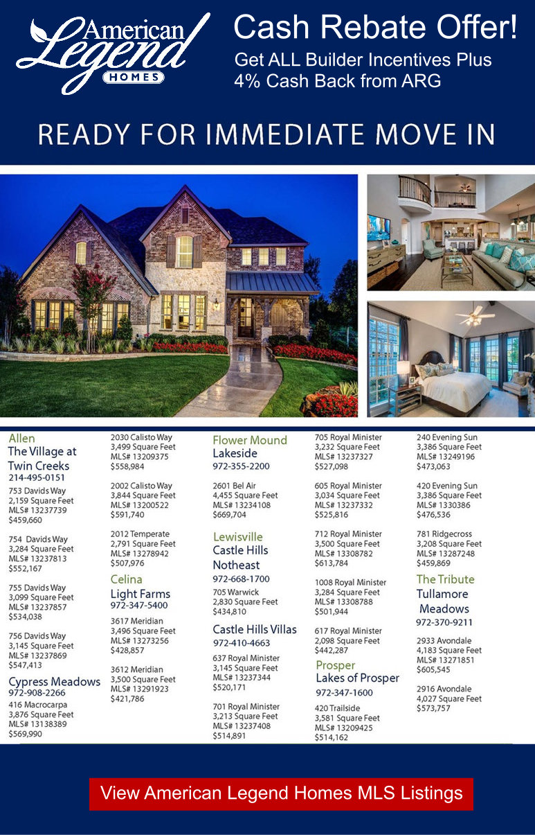 American Legend Homes February INVENTORY SPEC HOMES for Sale