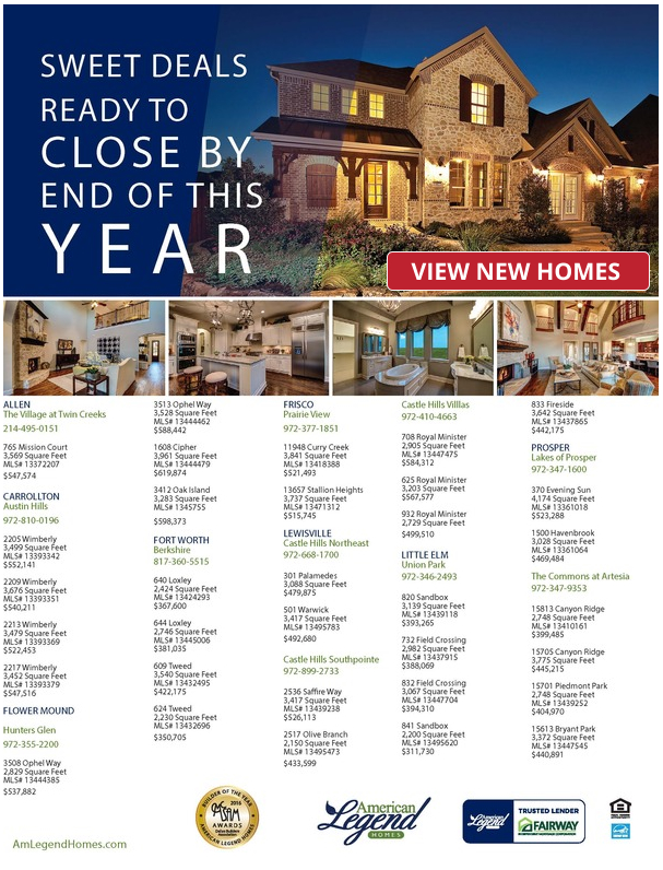 Year-end SAVINGS with American Legend Homes is NOW