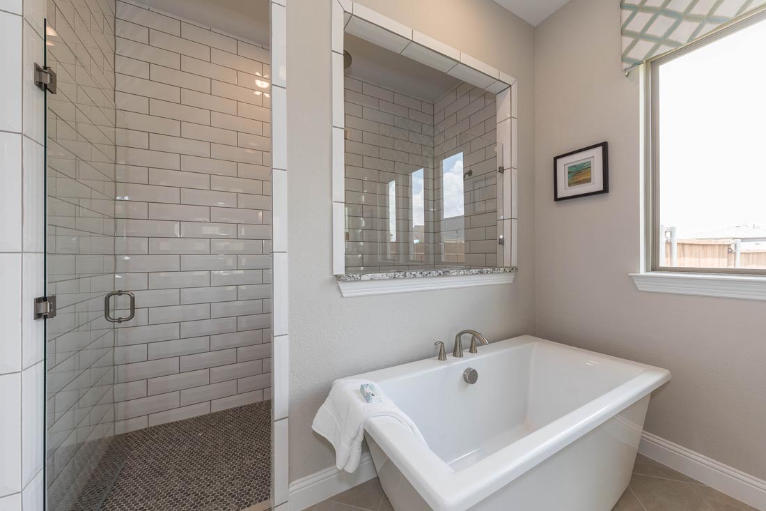 Well Designed Master Bath Shower and Tub | Coventry Homes at Star Trail in Prosper