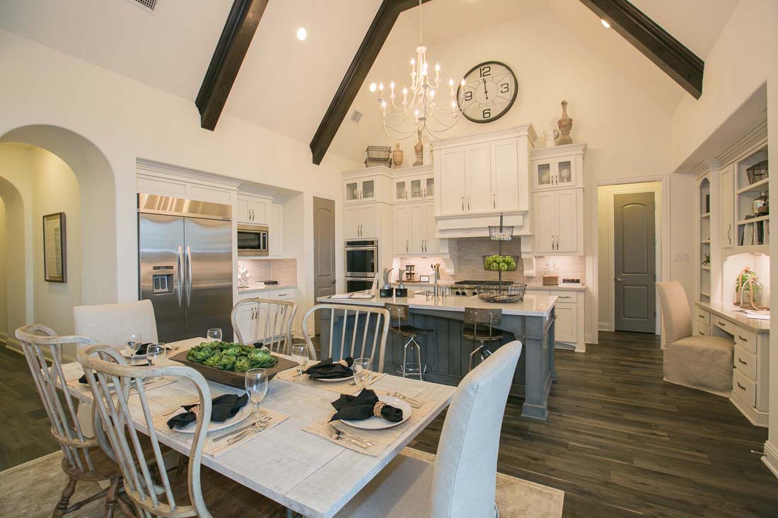 Kitchen and eating area in Huntington home